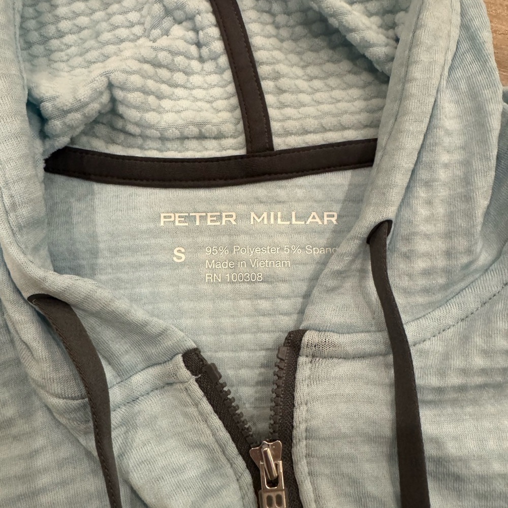 Peter Millar Baby Blue Hooded Zip Up - Picture 3 of 3
